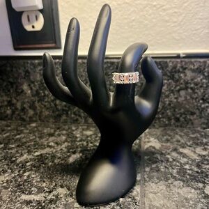 Round & Baguette Cubic Zirconia Statement Band in Sterling Silver